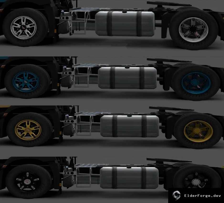 Обложка мода: Dayton Wheels для Euro Truck Simulator 2 – набор хромированных и цветных колес