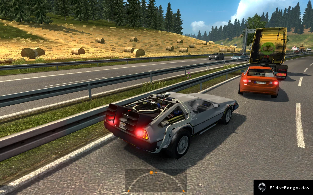 Обложка мода: DeLorean DMC-12 в трафик ETS2 – полностью автономный автомобиль 1.25×