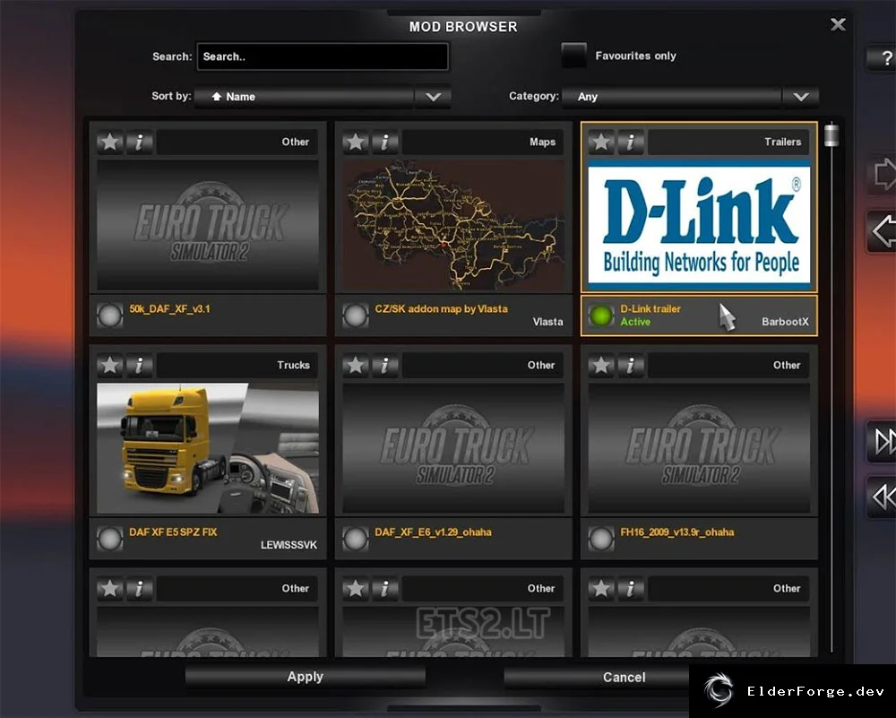 Обложка мода: D‑Link Trailer — автономный прицеп для Euro Truck Simulator 2