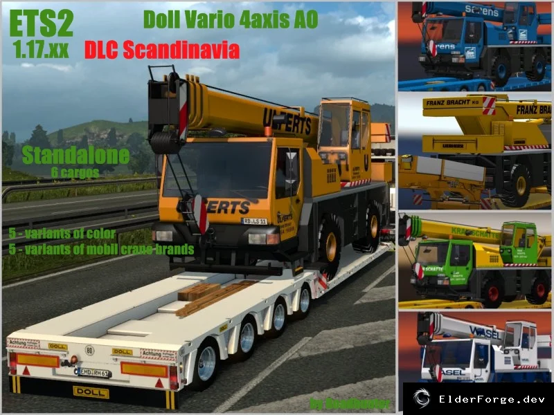 Обложка мода: DOLL VARIO 4axis с AO‑текстурой для ETS2 1.17.x – DLC Scandinavia, 5 цветов, автономный прицеп