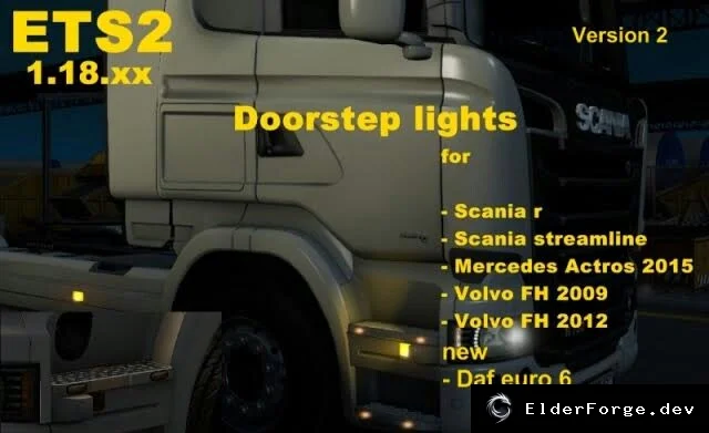 Обложка мода: Doorstep Lights V2 – светодиодные подсветки ступеней для грузовиков в Euro Truck Simulator 2