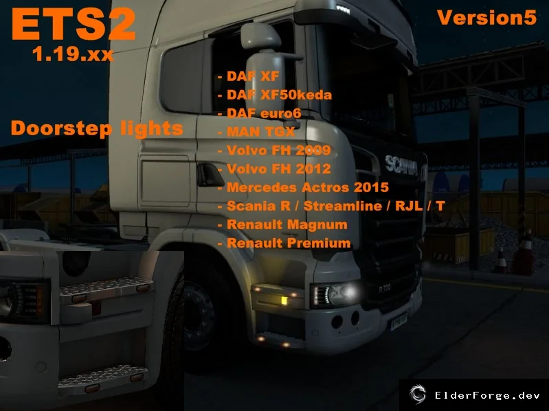 Обложка мода: Дополнительные огни на подножках для Euro Truck Simulator 2 v5