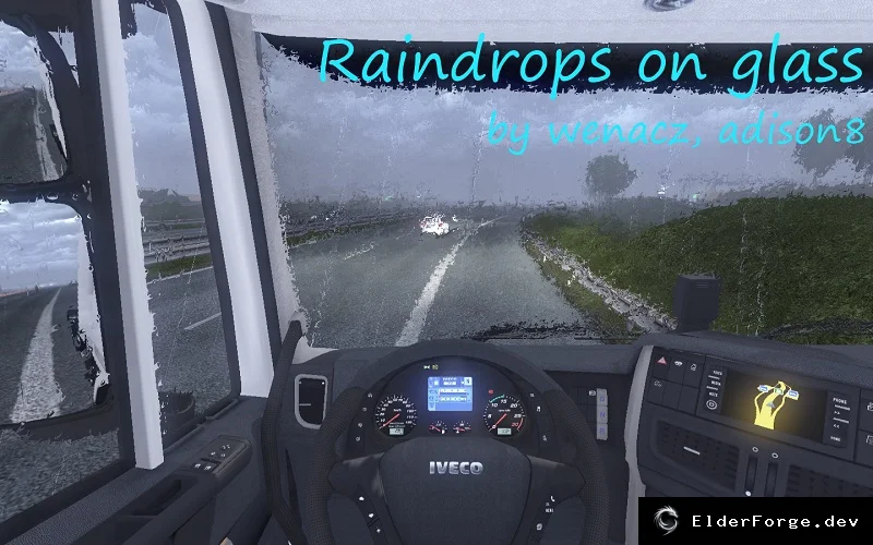 Обложка мода: Дождевые капли на стекле для Euro Truck Simulator 2 – усиленный дождевой эффект