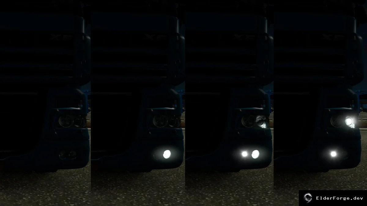 Обложка мода: DRL и дополнительные парковочные фары для DAF XF 105 – мод для Euro Truck Simulator 2