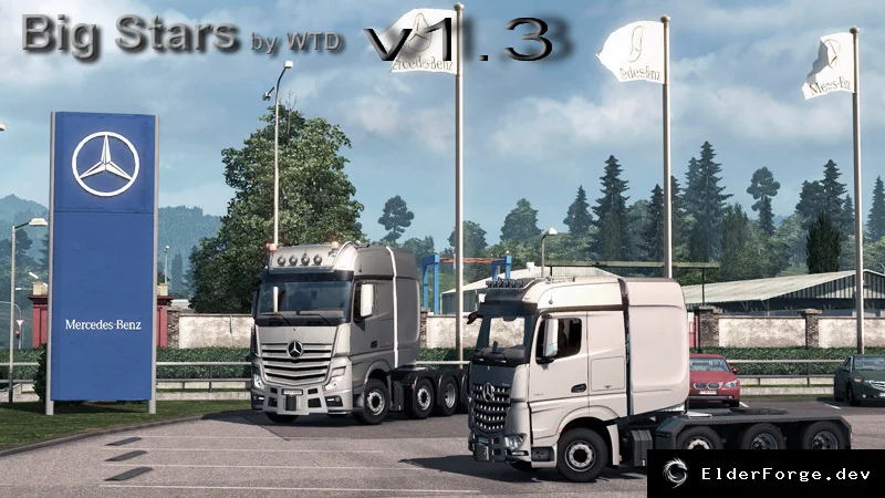 Обложка мода: Два супергрузовика Big Stars: Mercedes Actros и Arocs SLT для ETS2 (v1.3)
