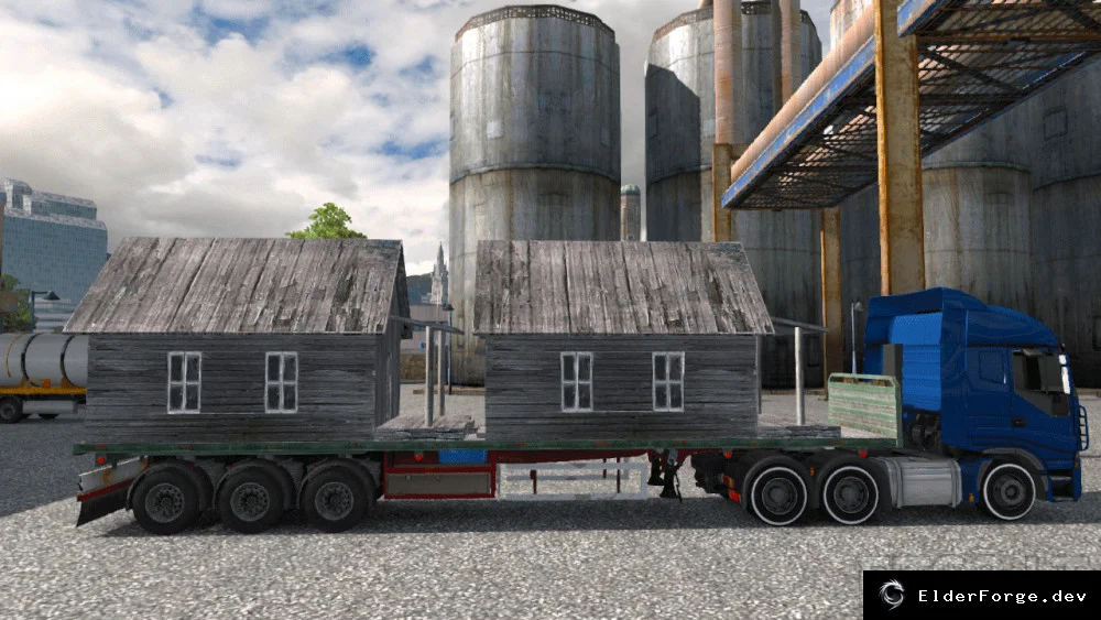 Обложка мода: Двойной домовой прицеп для Euro Truck Simulator 2 (ETS2)