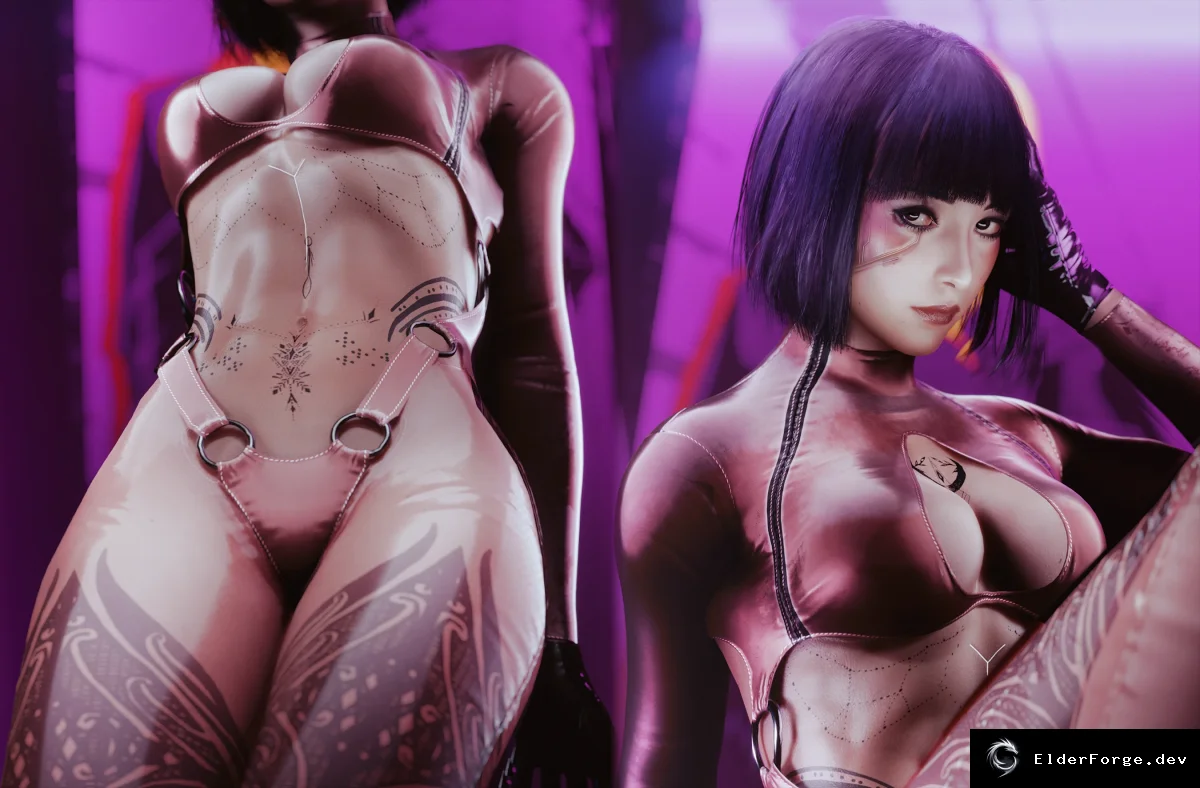 Обложка мода: Эротические спандекс‑комбинезоны для Cyberpunk 2077 – новые боди