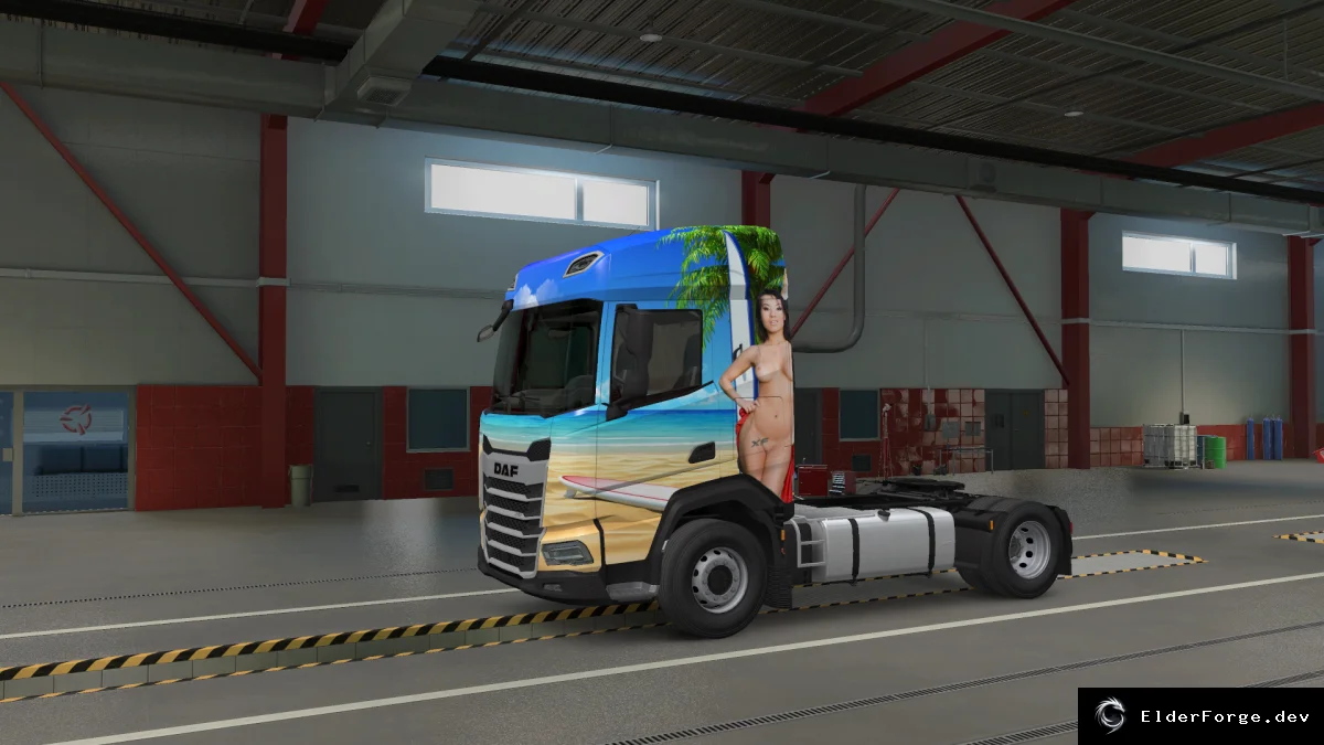 Обложка мода: Эротический скин DAF 2021 с Asa Akira для Euro Truck Simulator 2