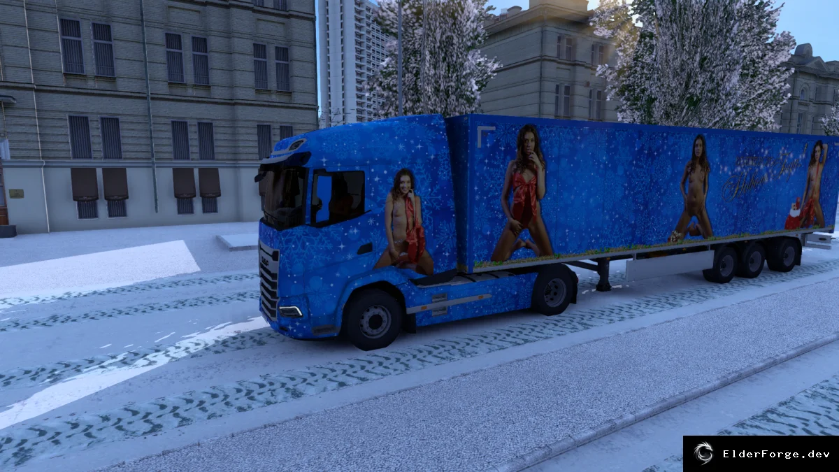 Обложка мода: Эротический скин Elena Koshka для трейлера и DAF 2021 в Euro Truck Simulator 2