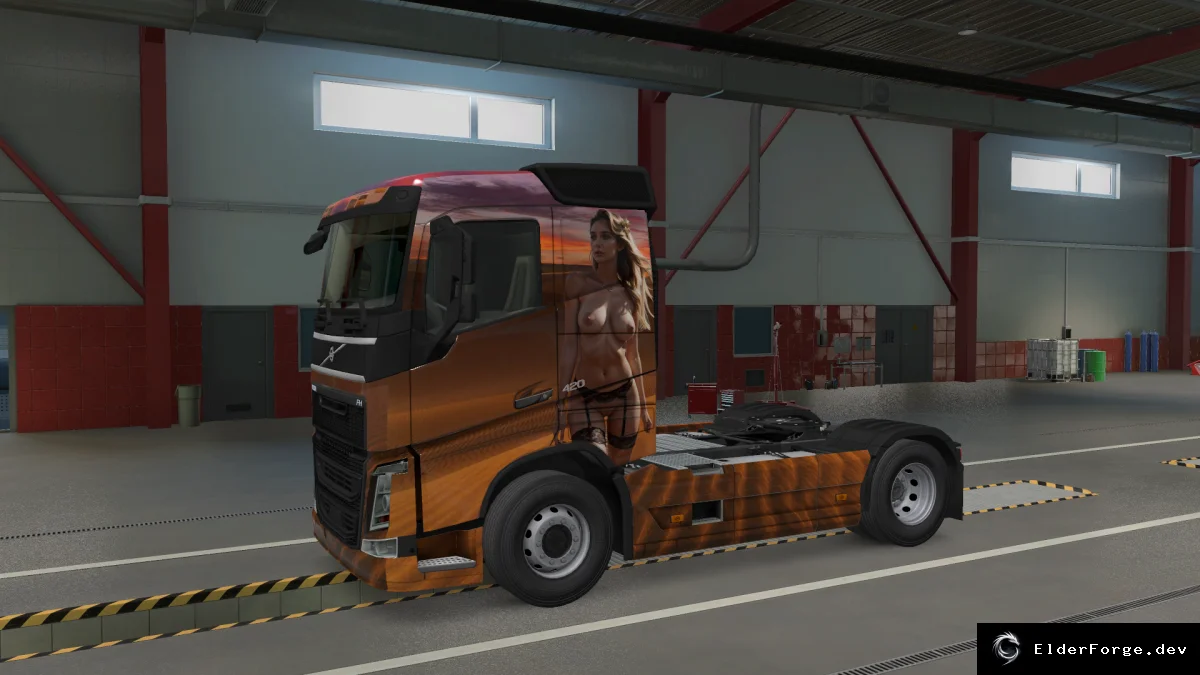 Обложка мода: Эротический скин Volvo FH с девушкой в пустыне для Euro Truck Simulator 2