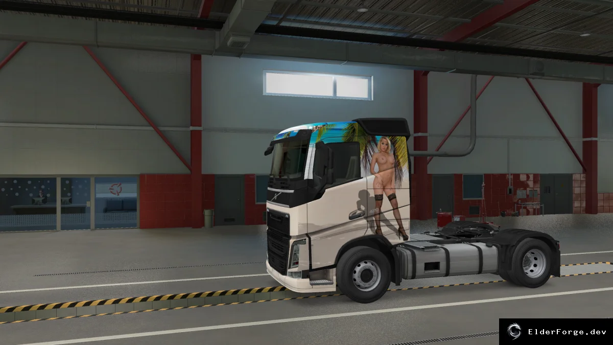 Обложка мода: Эротический скин Volvo FH с Kagney Linn Karter для Euro Truck Simulator 2