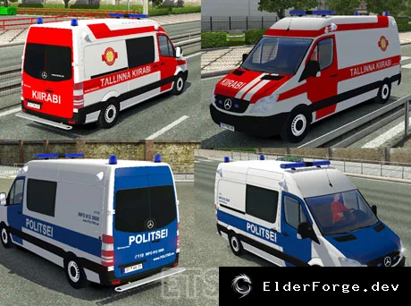 Обложка мода: Эстонская полиция и скорая в трафике ETS2 – AI Car Rescue Eesti v1.2