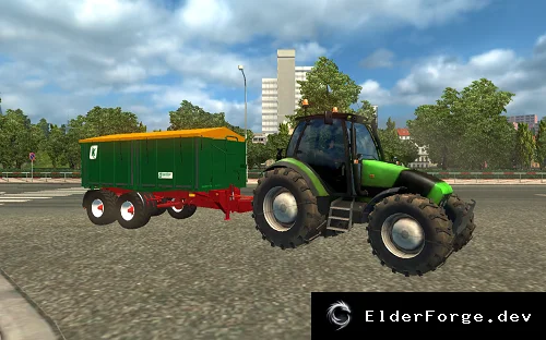 Обложка мода: ETS2 – Анимация маячков и выхлопа, новые колёса для трактора с прицепом