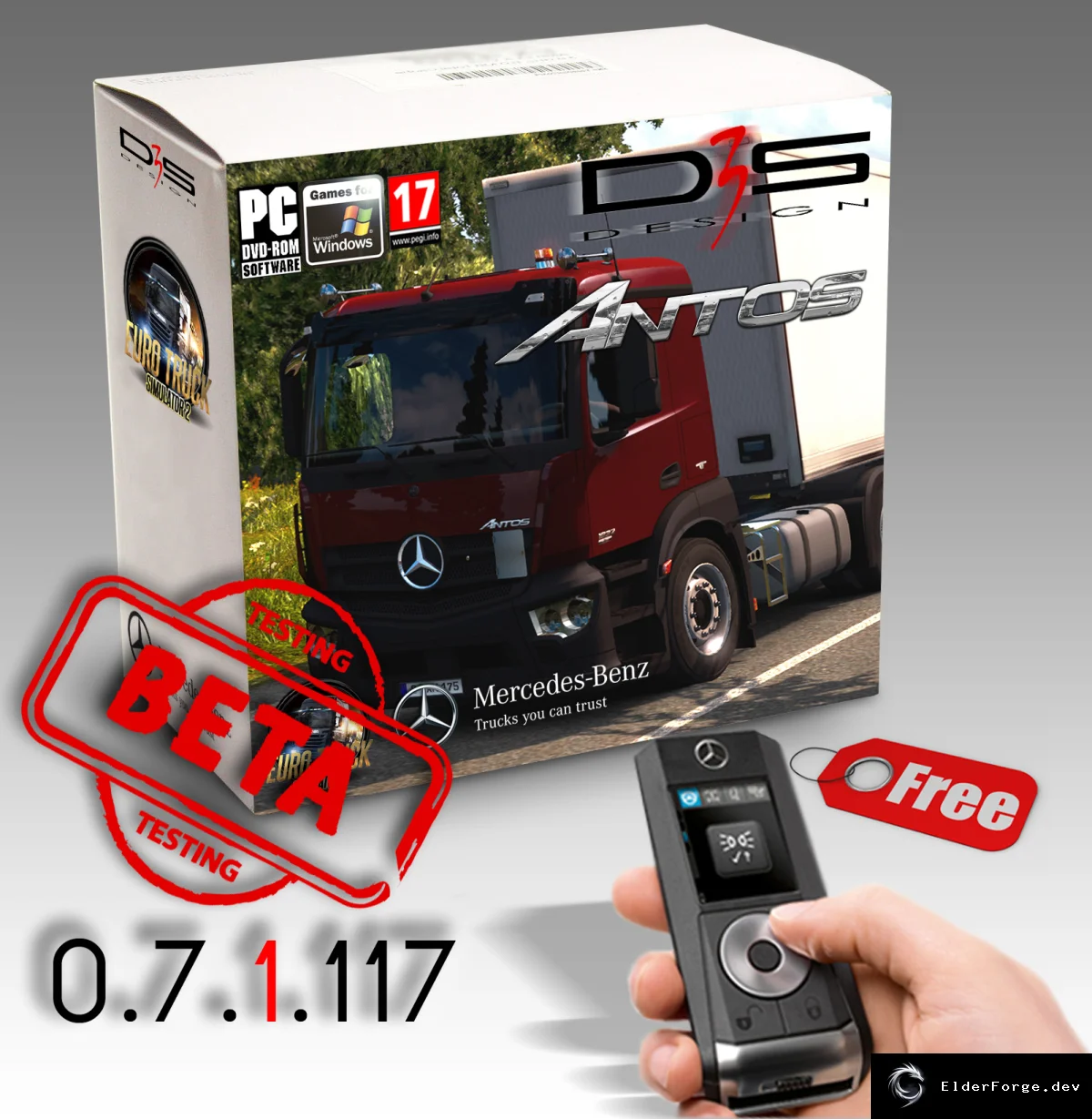 Обложка мода: ETS2 D3S Design – Mercedes‑Benz Antos 2012 (Beta 0.7.1.117) – качественная 3D модель
