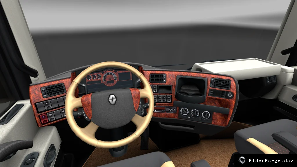 Обложка мода: ETS2: Новый интерьер Renault Magnum «Дерево» с уникальным ковром
