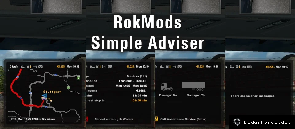 Обложка мода: ETS2 Simple Adviser – упрощённый дорожный советник с расширенной картой