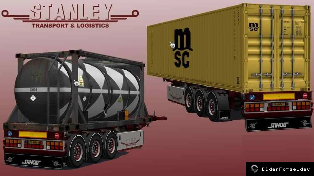 Обложка мода: ETS2 Trailer Pack от Stanley – новые прицепы, контейнеровоз и цистерна