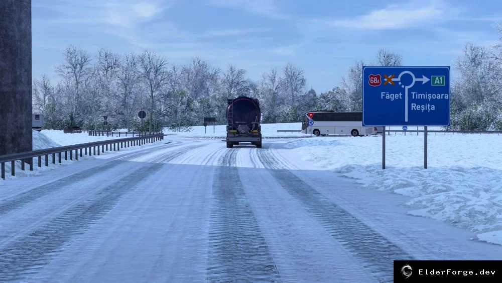 Обложка мода: ETS2 – Улучшения зимней погоды Frosty v10: новые текстуры и исправления