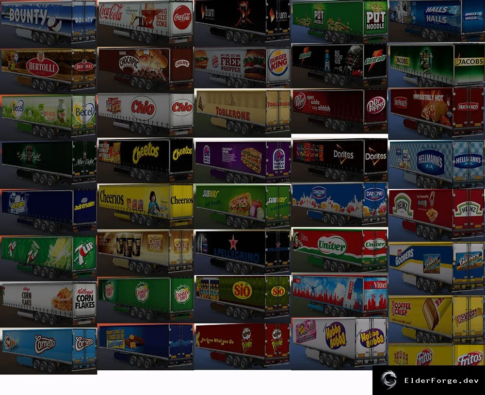 Обложка мода: Euro Truck Simulator 2 – 77 Прицепов с Едой и Напитками