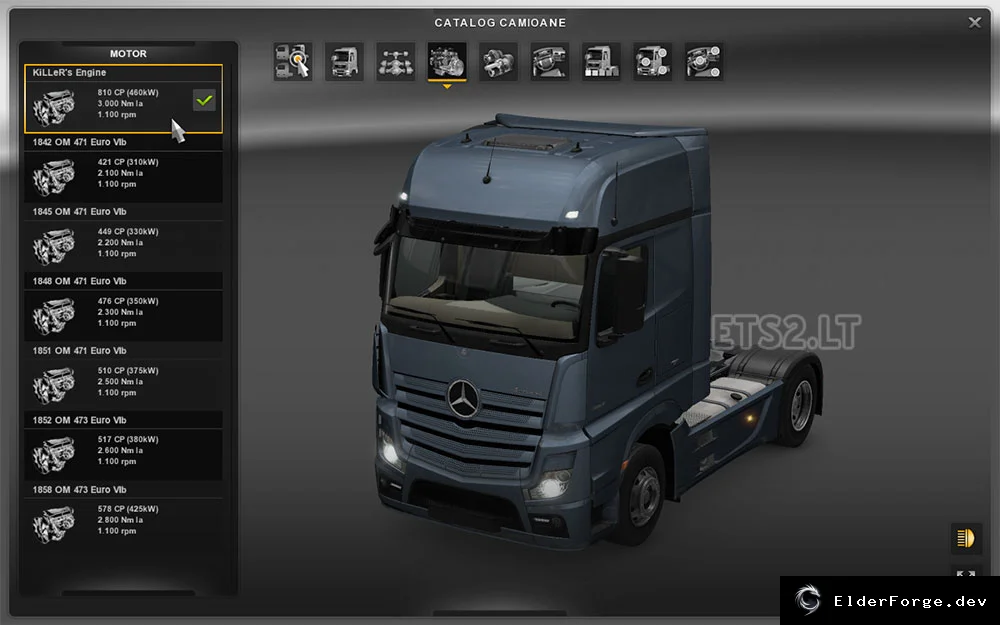 Обложка мода: Euro Truck Simulator 2 – 810 HP Engine for Actros MP4 (ETS2)