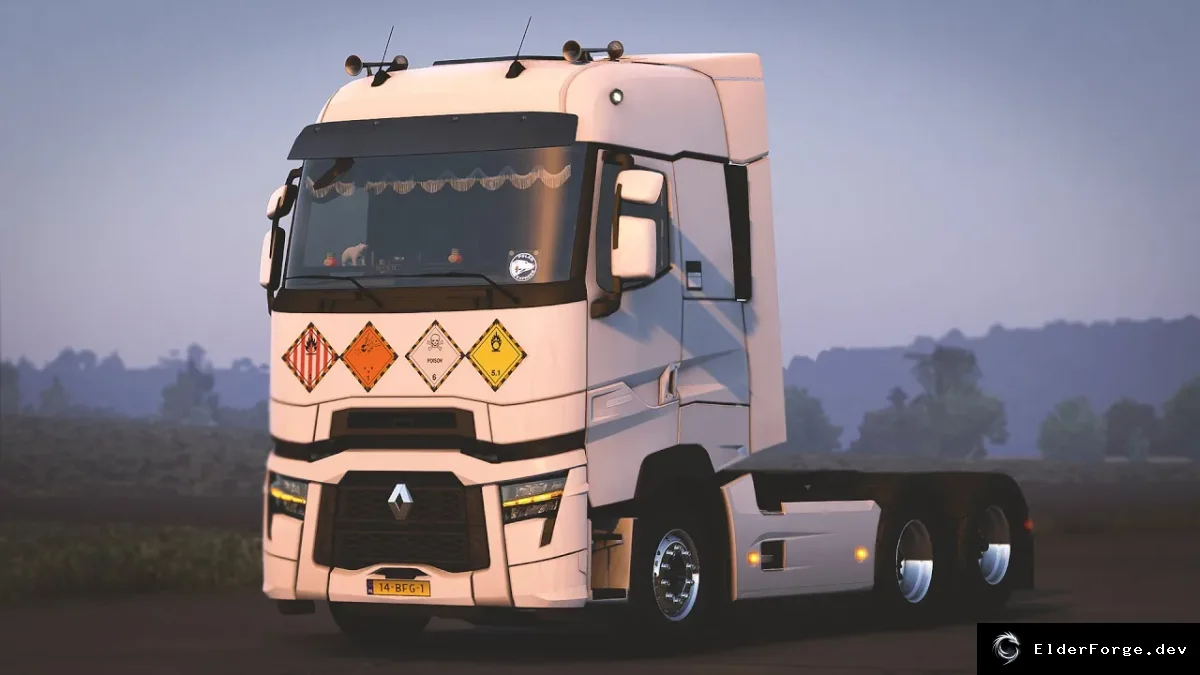 Обложка мода: Euro Truck Simulator 2 – Анимированные ADR‑знаки для Renault Range T (ETS2 1.44)