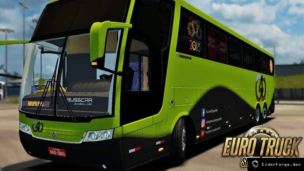Обложка мода: Euro Truck Simulator 2 – автобус Busscar Jumbuss 380 6x2 на шасси Mercedes O‑500 RSD