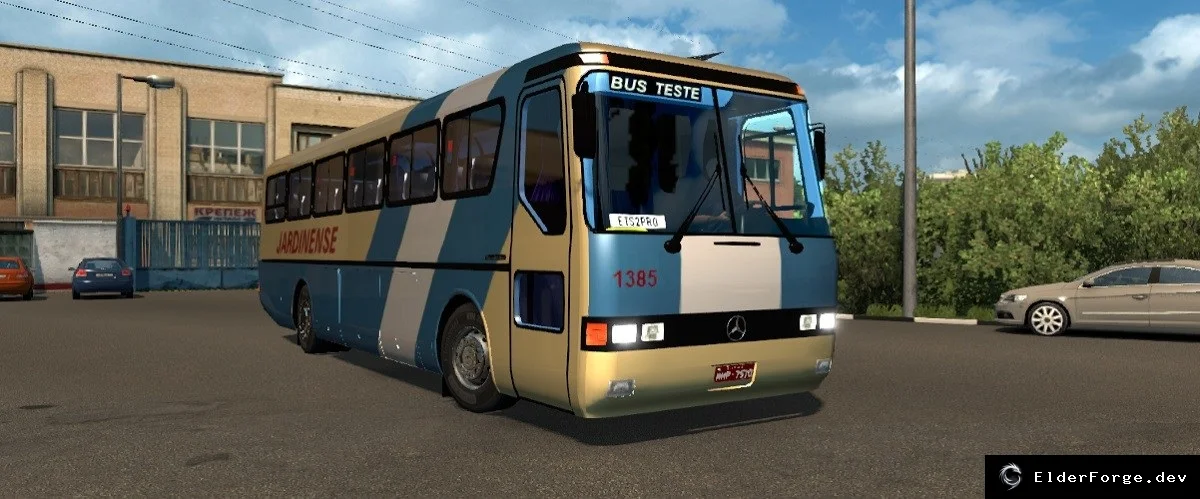 Обложка мода: Euro Truck Simulator 2 — Автобус Mercedes‑Benz O370/O371 с 60 скинами (версии 1.41‑1.42)