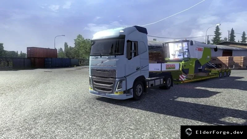Обложка мода: Euro Truck Simulator 2 – Автономный прицеп с грузом Claas Lexion 770