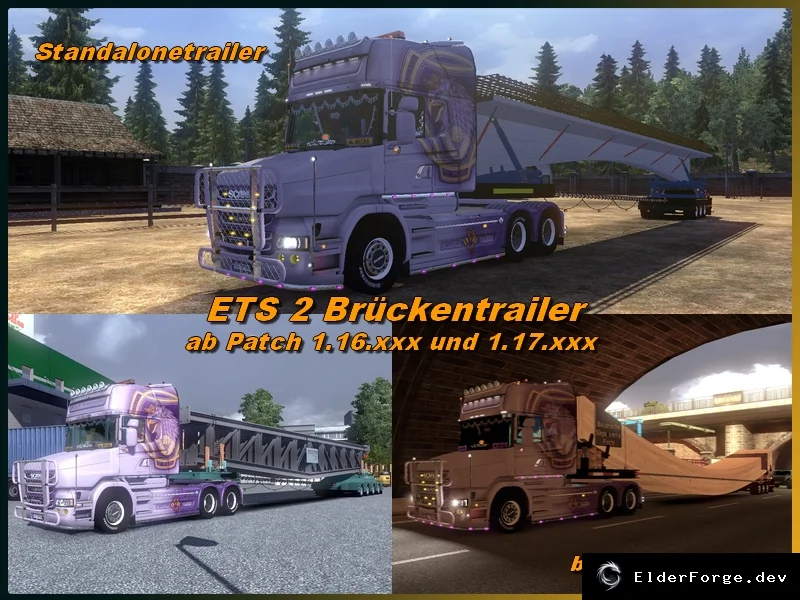 Обложка мода: Euro Truck Simulator 2 – Brueckentrailer Pack: автономные трейлеры для мостовых конструкций