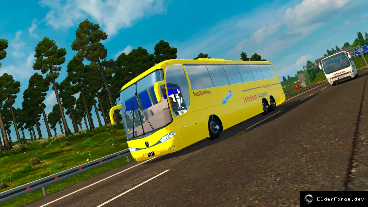 Обложка мода: Euro Truck Simulator 2 – Чешский студенческий автобус: Volvo 9700 и Mercedes с пассажирами