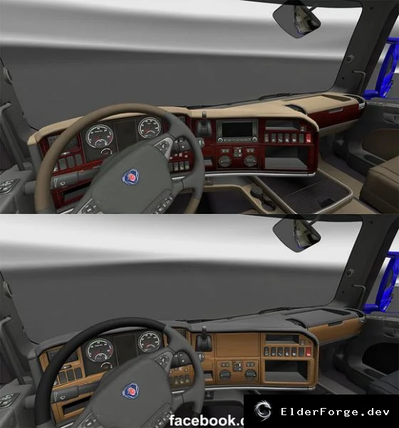 Обложка мода: Euro Truck Simulator 2 – Деревянная приборная панель для Scania R