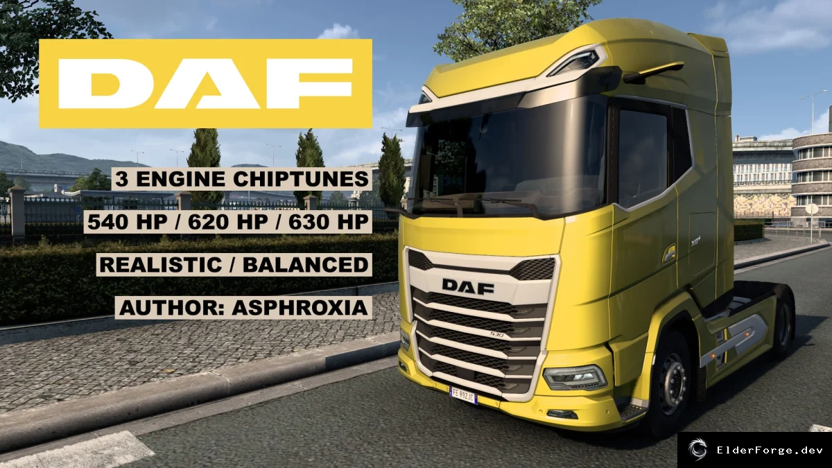 Обложка мода: Euro Truck Simulator 2 – Двигатели DAF 2021 с чип‑тюнингом (Ecotuning, Normal, Xtreme)