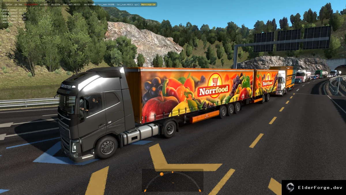 Обложка мода: Euro Truck Simulator 2 — двойные прицепы в трафике (версии 1.34.x)