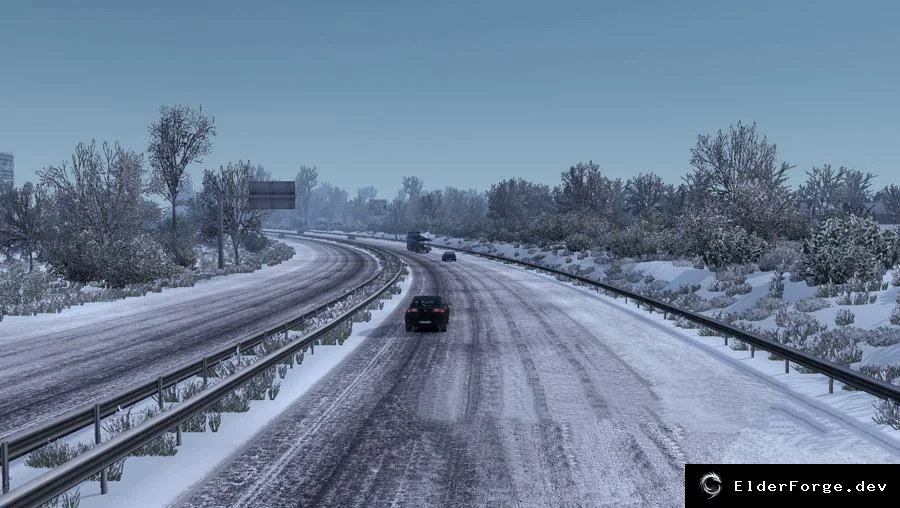 Обложка мода: Euro Truck Simulator 2 – Гололёд на дороге v8.5 (ETS2 1.41)