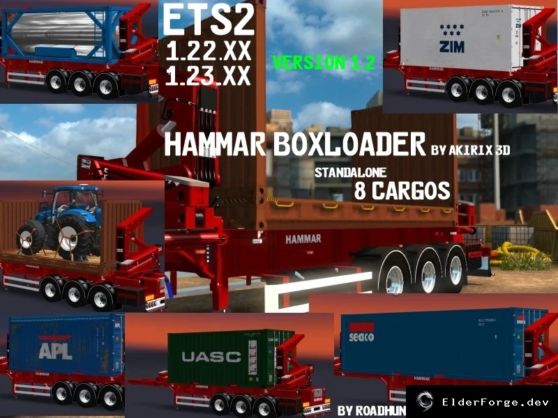 Обложка мода: Euro Truck Simulator 2 – Hammar Boxloader Pack v1.2: 8 новых автономных прицепов