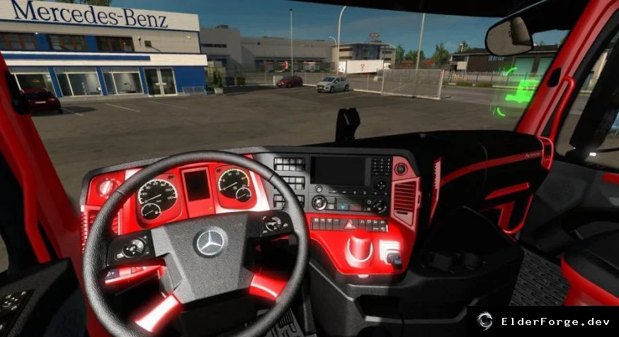 Обложка мода: Euro Truck Simulator 2: интерьер Redline для Mercedes Actros MP4 – стильный кабина