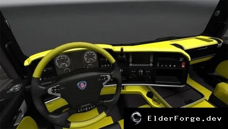 Обложка мода: Euro Truck Simulator 2 – Интерьеры Scania R: желтый, синий, коричневый, серый