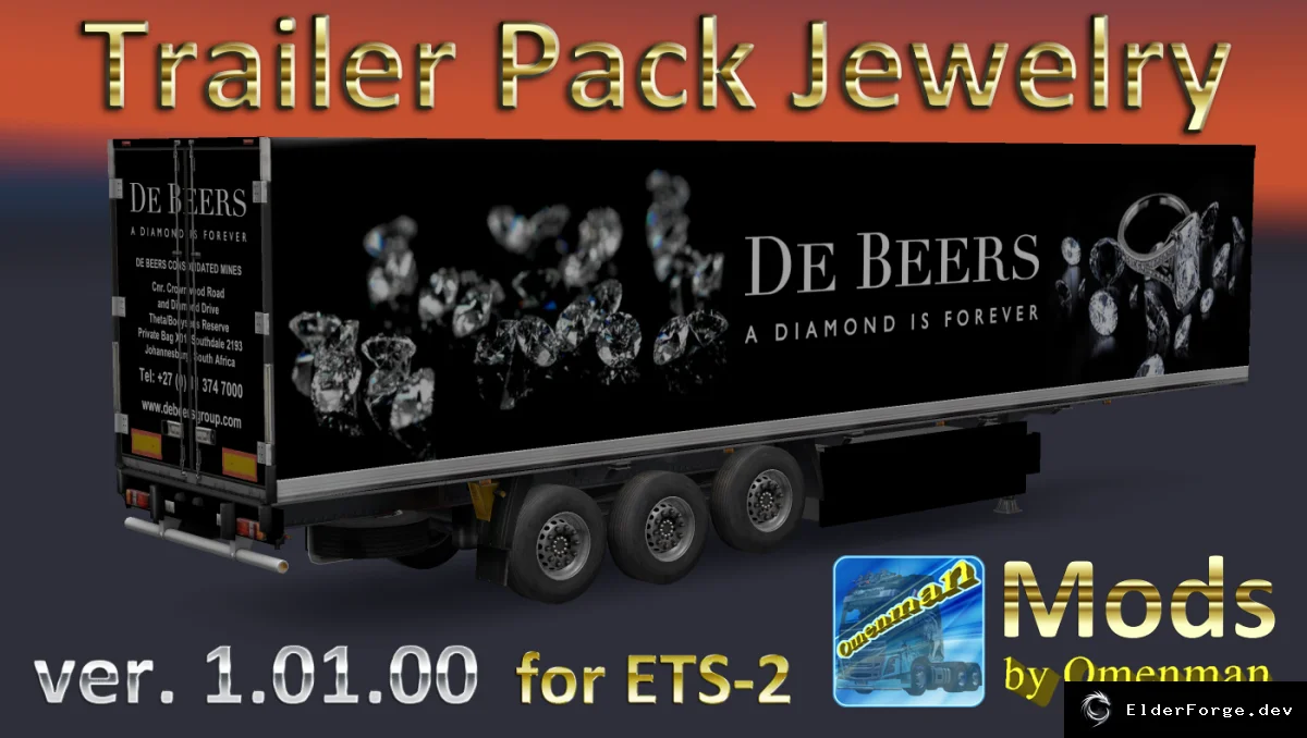 Обложка мода: Euro Truck Simulator 2 – Ювелирный набор прицепов (Trailer Pack Jewelry) v1.01.00