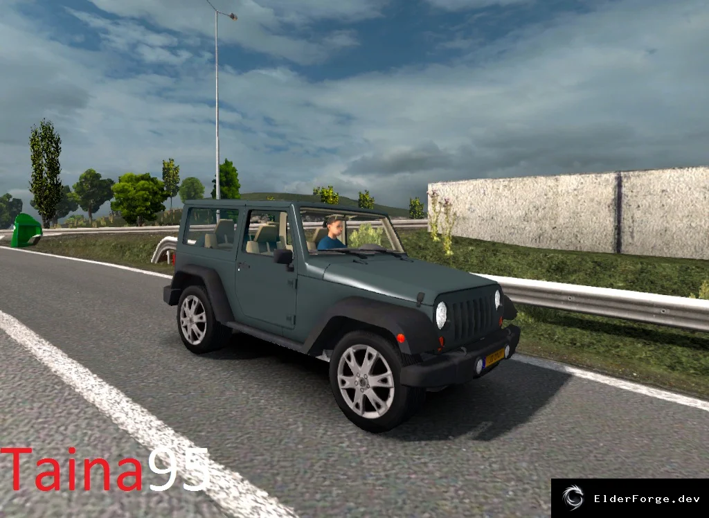 Обложка мода: Euro Truck Simulator 2: Jeep Wrangler в трафике – новый автомобильный мод
