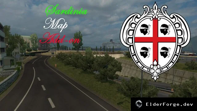 Обложка мода: Euro Truck Simulator 2 – карта Сардиния (Sardinia Map Add‑on) версия 0.9