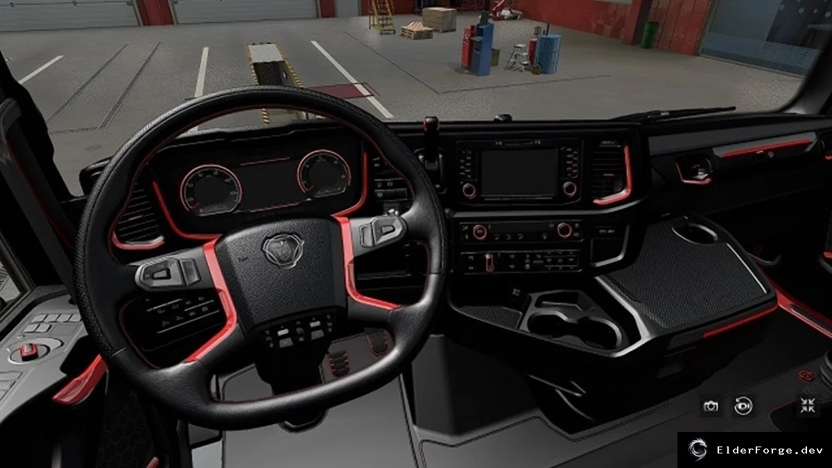 Обложка мода: Euro Truck Simulator 2 – Красный интерьер для Scania R и S (v1.0)