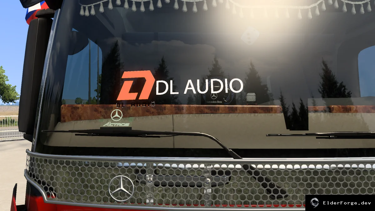 Обложка мода: Euro Truck Simulator 2 – Наклейка на стекло для Mercedes Actros 2014 (DL AUDIO)