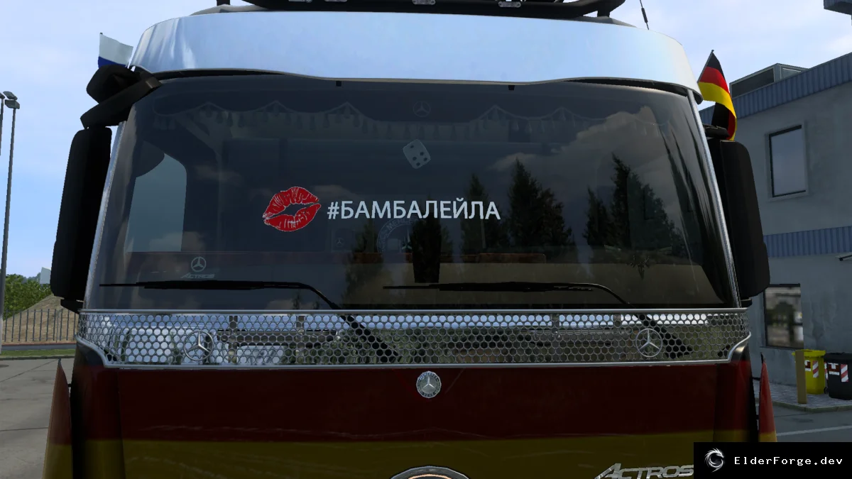 Обложка мода: Euro Truck Simulator 2 – Наклейка на стекло для Mercedes‑Benz Actros 2014