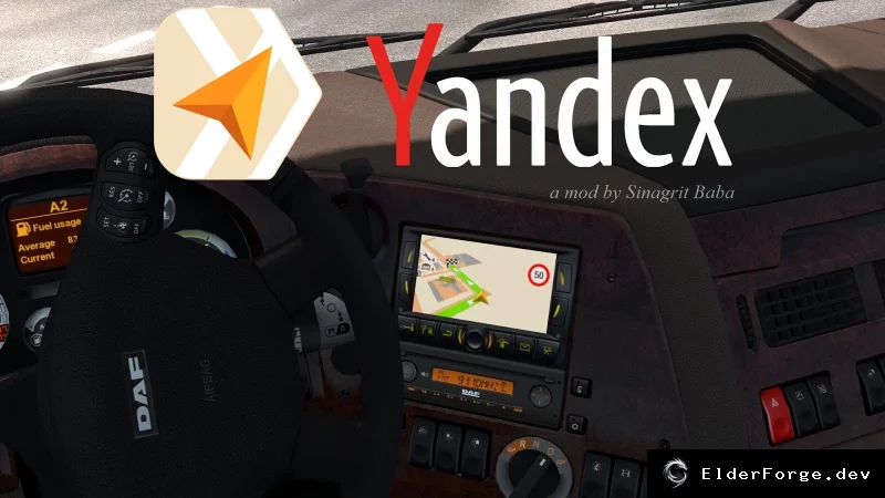 Обложка мода: Euro Truck Simulator 2 – Навигация Yandex: новые иконки и режимы дня/ночи