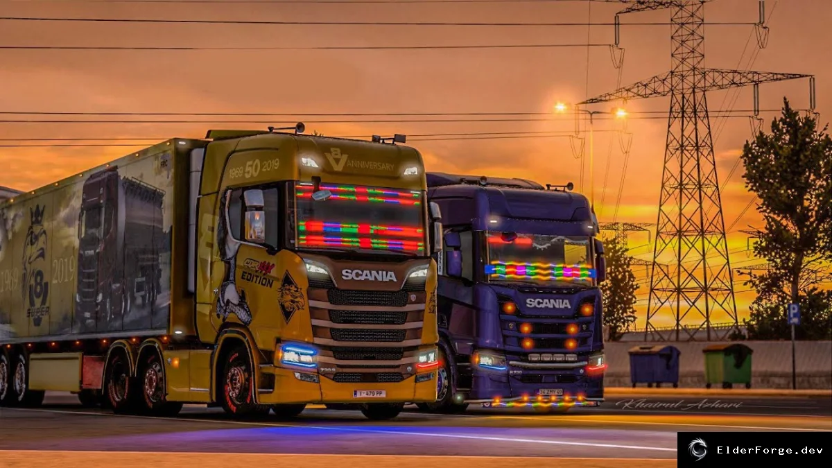 Обложка мода: Euro Truck Simulator 2 — Новая светотехника для стандартных грузовиков (v1.43)