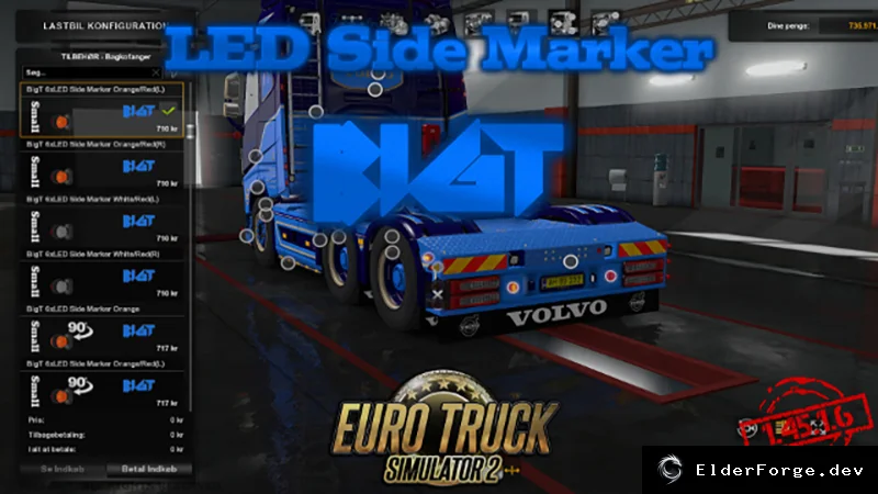 Обложка мода: Euro Truck Simulator 2 – Новые боковые светодиодные маркеры (LED) для версии 1.46