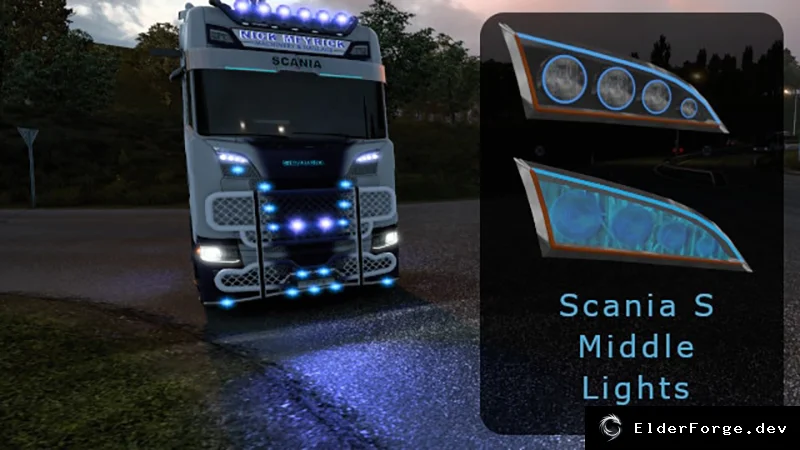 Обложка мода: Euro Truck Simulator 2 – новые дополнительные фары для Scania S 2016 (v1.0)