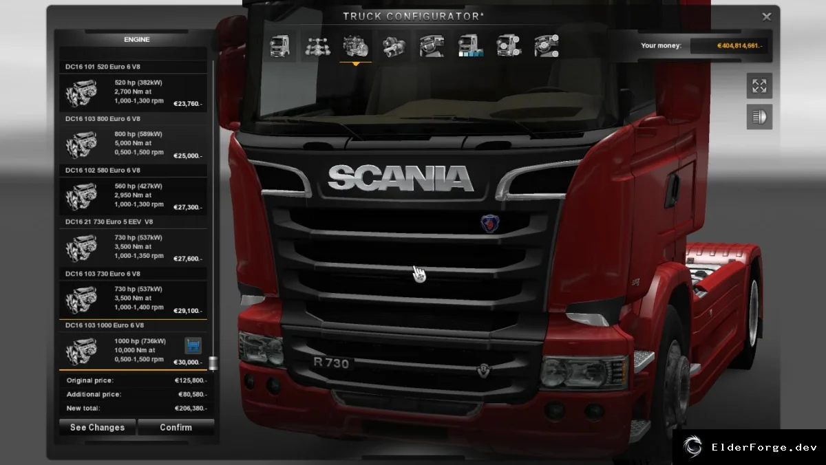 Обложка мода: Euro Truck Simulator 2 — новые мощные двигатели 800 и 1000 л.с. для всех грузовиков (V2.0)