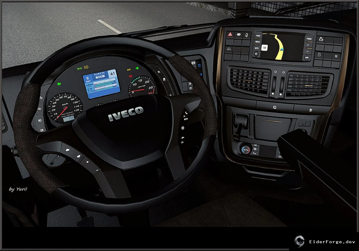 Обложка мода: Euro Truck Simulator 2 – Новый интерьер Iveco Hiway (v1.36‑1.39)