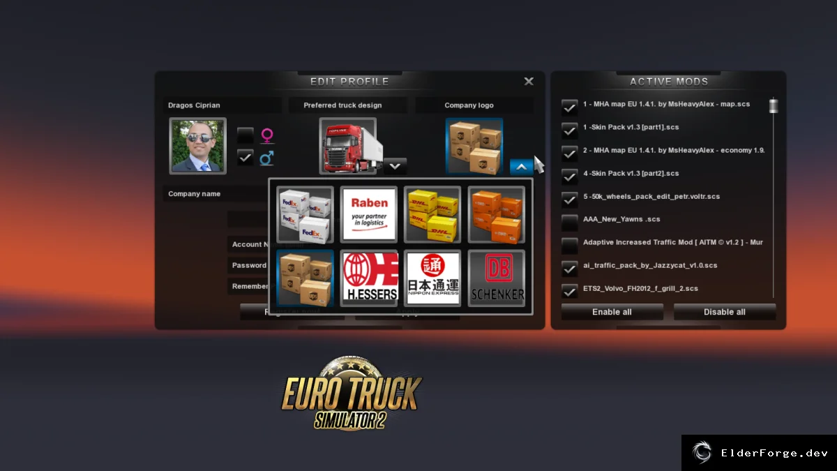 Обложка мода: Euro Truck Simulator 2 – Новый стиль меню v5 с HD‑иконками и улучшенным звуком